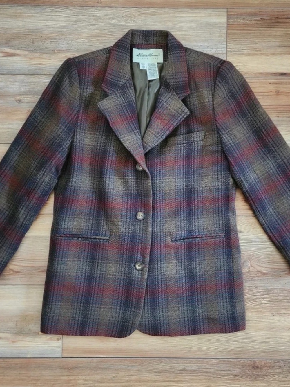 Eddie Bauer Plaid Wool Blend Blazer